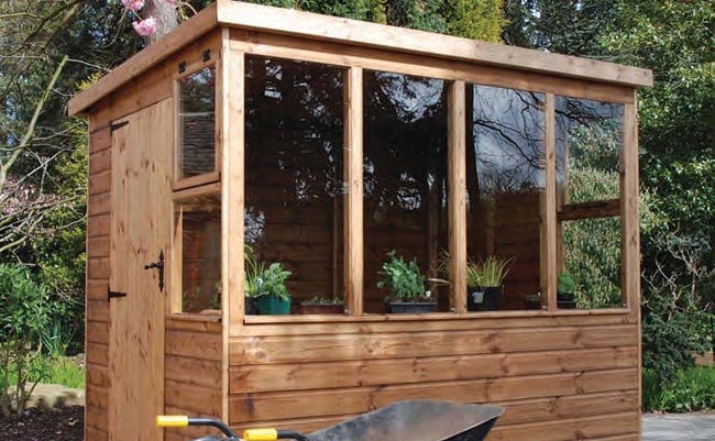 the Potter garden wooden shed, utility building